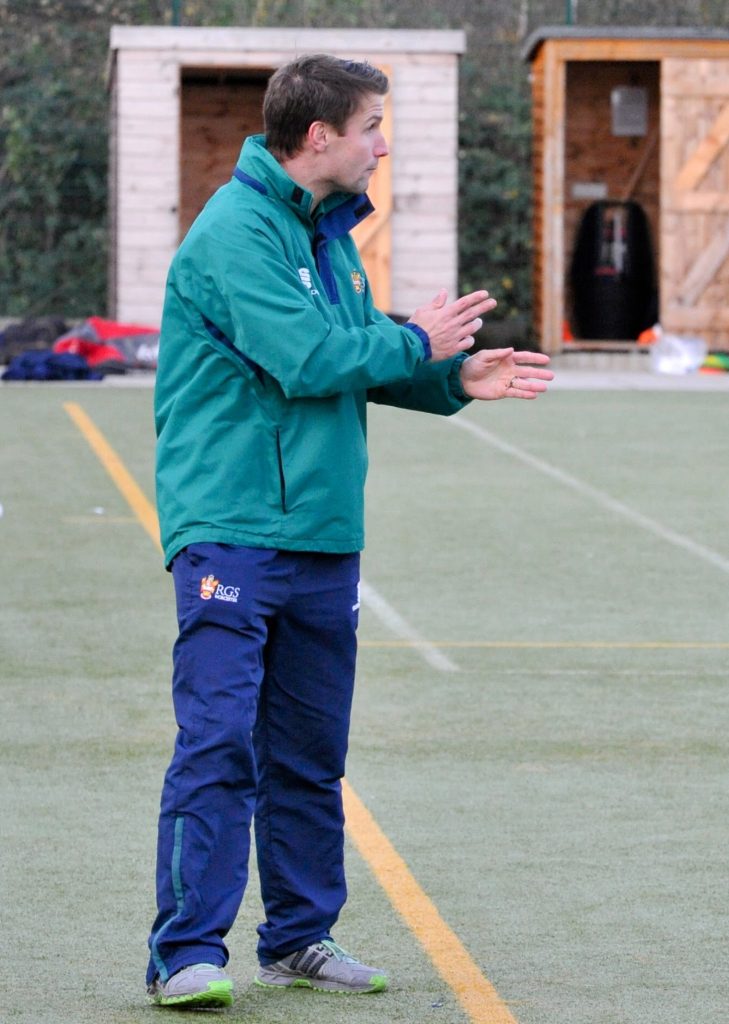 Andy Coaching on the sidelines in a prestigious RGS vs Kings Worcester game 2016